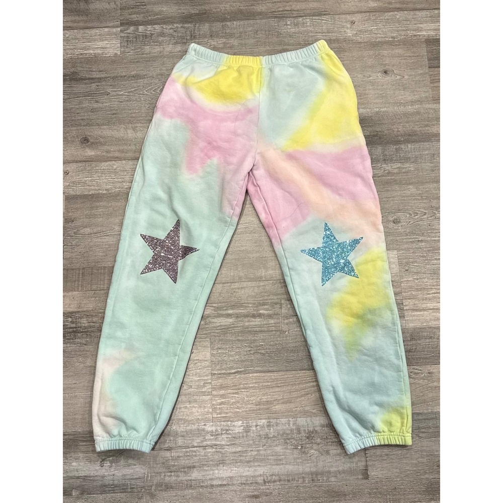 Collina Strada Pastel Tie Dye Rhinestone Star Sweatpants Joggers - Medium